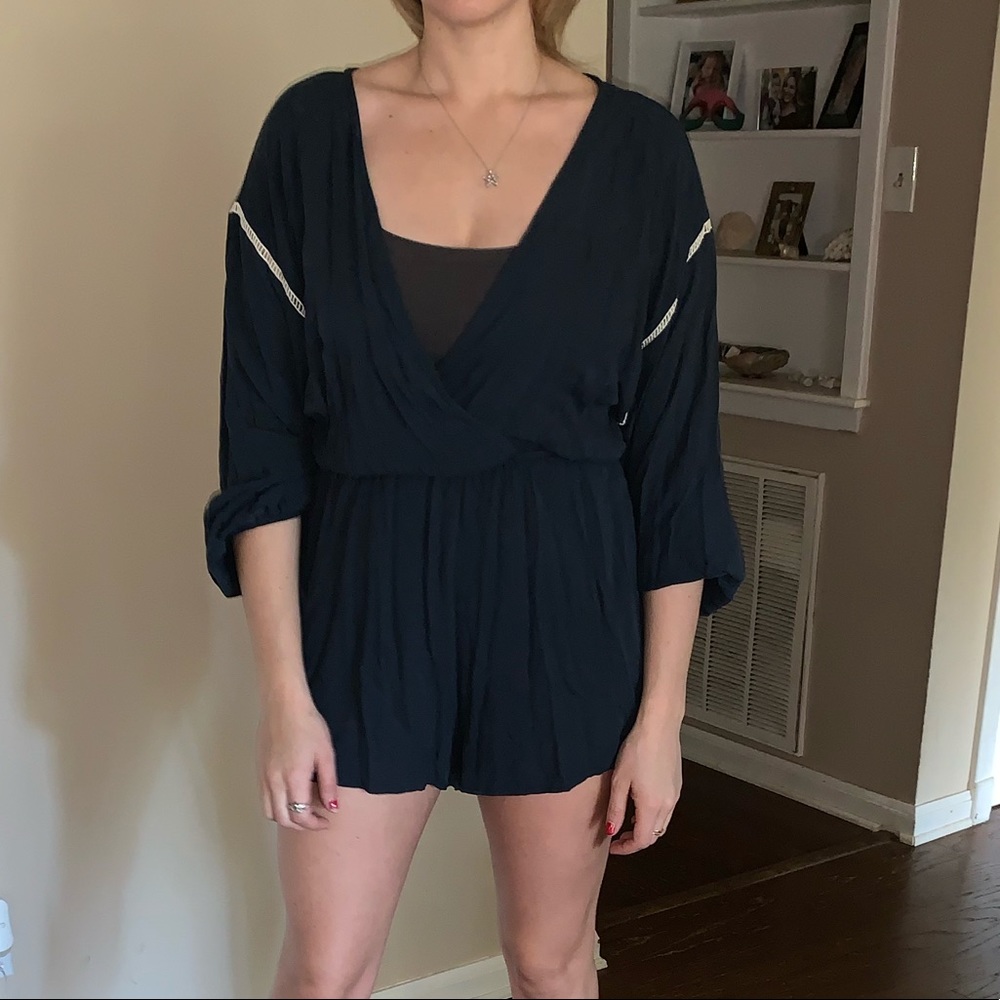 Navy loose romper